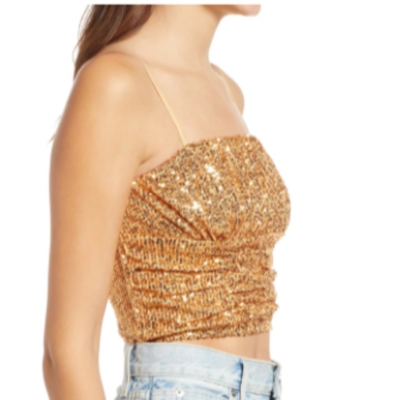 Free People Nwt Sequin Crop Top gypsy goddess date night - Picture 3 of 9